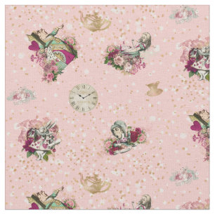 Alice im Wunderland auf Rosa und GoldGlitzer Stoff