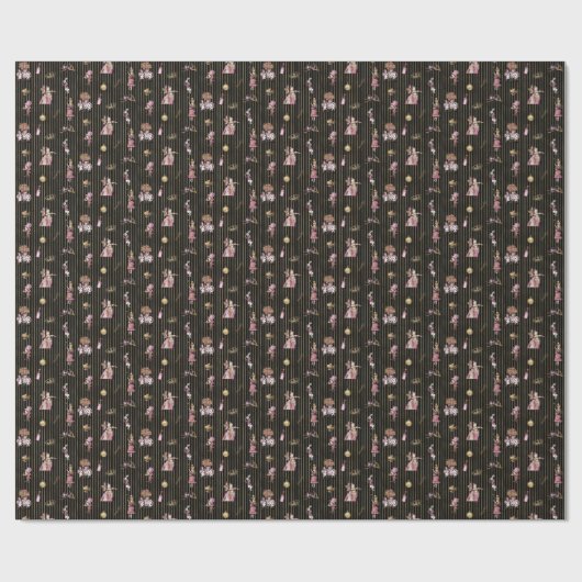 Alice im Wunderland auf schwarz und goldgestreifte Geschenkpapier (Flach)