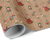 Alice im Wunderland auf Weihnachten rot/grün gestr Geschenkpapier (Rolleneckpunkt)