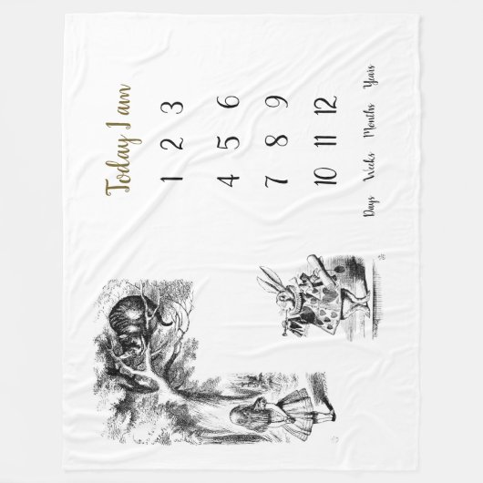 Alice im Wunderland Baby 1 Jahr Meilenstein    Fleecedecke (Vorderseite)