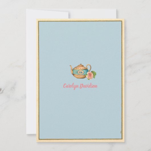 Alice im Wunderland Baby Boy Dusche blau Einladung (Rückseite)