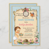 Alice im Wunderland Baby Boy Dusche blau Einladung (Vorne/Hinten)