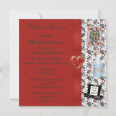 Alice im Wunderland Baby Dusche Red Tee Party Einladung (Rückseite)