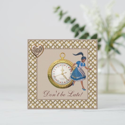 Alice im Wunderland Baby Dusche Tee Party lädt ein Einladung (Stehend Vorderseite)