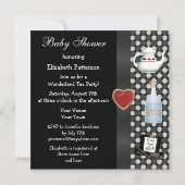 Alice im Wunderland Baby Dusche Tee Party Schwarz Einladung (Rückseite)