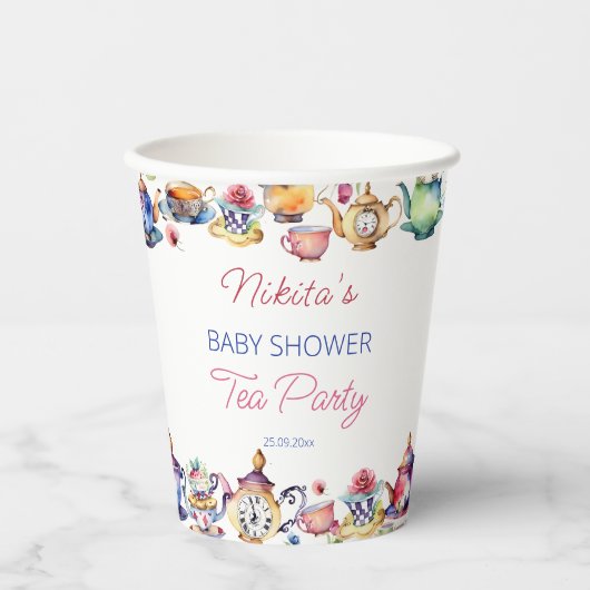 Alice im Wunderland Baby Dusche Tee Party Tablewar Pappbecher (Vorderseite)