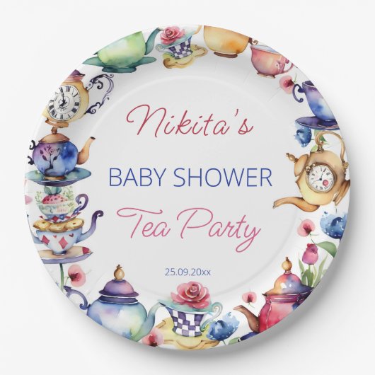 Alice im Wunderland Baby Dusche Tee Party Tablewar Pappteller (Vorderseite)