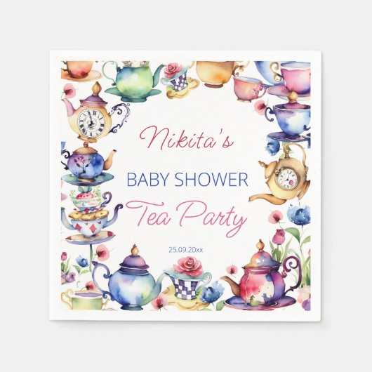 Alice im Wunderland Baby Dusche Tee Party Tablewar Serviette (Vorderseite)