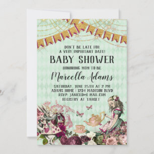 Alice im Wunderland Baby Shower Einladung