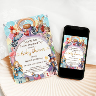 Alice im Wunderland Baby Shower Einladung