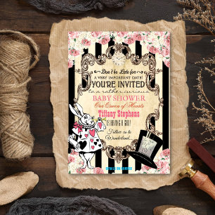 Alice im Wunderland Baby Shower Einladung