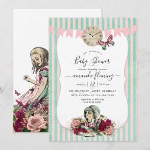 Alice im Wunderland Baby Shower Einladung