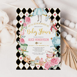 Alice im Wunderland Baby Shower Girl Mad Tee Party Einladung