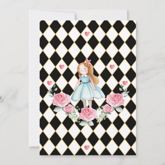 Alice im Wunderland Baby Shower Girl Mad Tee Party Einladung (Rückseite)