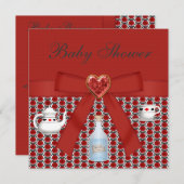 Alice im Wunderland Baby Shower Red Tee Party Einladung (Vorne/Hinten)