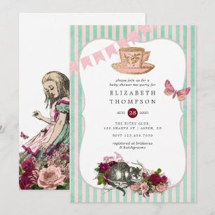 Alice im Wunderland Baby Shower Tea Party Einladung