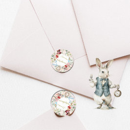 Alice im Wunderland Babydusche Blumenrosa Runder Aufkleber