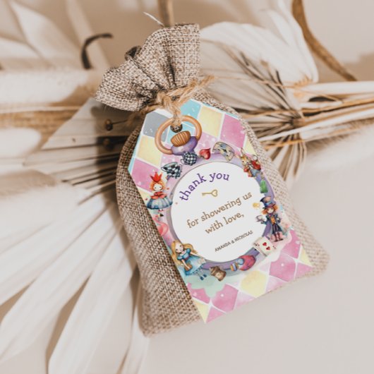 Alice im Wunderland Babydusche Danke Geschenkanhänger