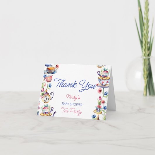 Alice im Wunderland Babydusche Dankeschön Karte (Vorderseite)