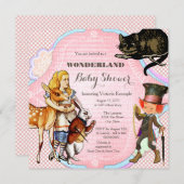Alice im Wunderland Babydusche Einladung (Vorne/Hinten)