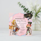 Alice im Wunderland Babydusche Einladung (Stehend Vorderseite)