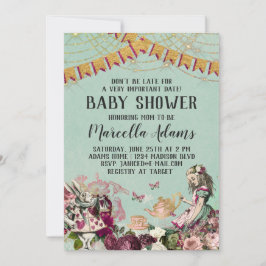 Alice im Wunderland Babydusche Einladung