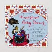 Alice im Wunderland Babydusche Einladung (Vorne/Hinten)