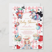 Alice im Wunderland Babydusche Einladung (Vorderseite)