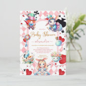 Alice im Wunderland Babydusche Einladung (Stehend Vorderseite)