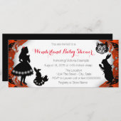 Alice im Wunderland Babydusche Einladung (Vorne/Hinten)