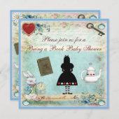 Alice im Wunderland Babydusche mitbringen Einladung (Vorne/Hinten)