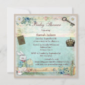 Alice im Wunderland Babydusche mitbringen Einladung (Rückseite)