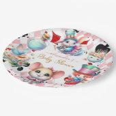 Alice im Wunderland Babydusche Pappteller (Schrägansicht)