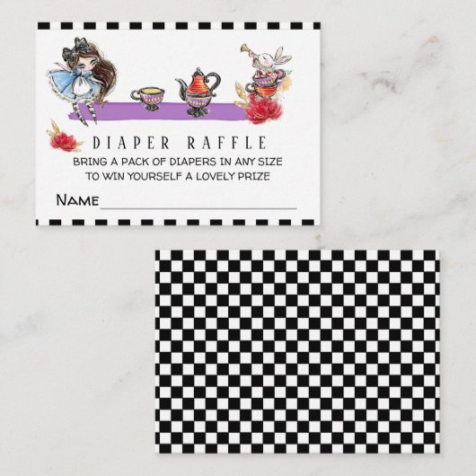 *~* Alice im Wunderland Babydusche Windelwanne Begleitkarte (Vorne/Hinten)