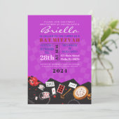 ALICE IM WUNDERLAND Bat Mitzvah Einladung (Stehend Vorderseite)