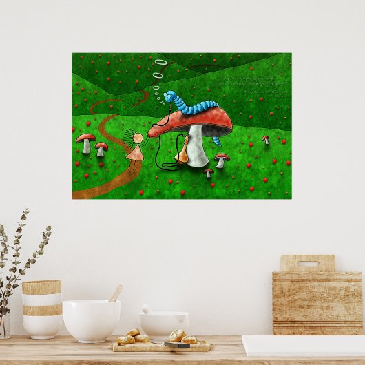Alice im Wunderland - Beratung durch eine Raupe Poster (Küche)
