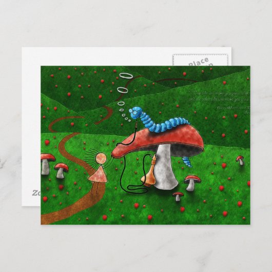 Alice im Wunderland - Beratung durch eine Raupe Postkarte (Vorne/Hinten)