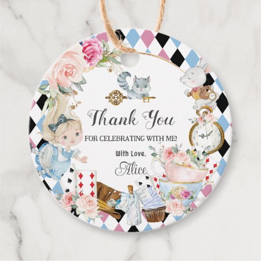 Alice im Wunderland Birthday High Tee Party Geschenkanhänger (Vorderseite)
