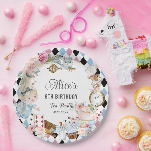 Alice im Wunderland Birthday High Tee Party Pappteller (Party)