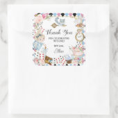 Alice im Wunderland Birthday High Tee Party Quadratischer Aufkleber (Tasche)