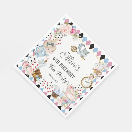 Alice im Wunderland Birthday High Tee Party Serviette (Ecke)