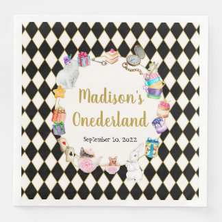Alice im Wunderland Birthday Onederland Napkins Serviette