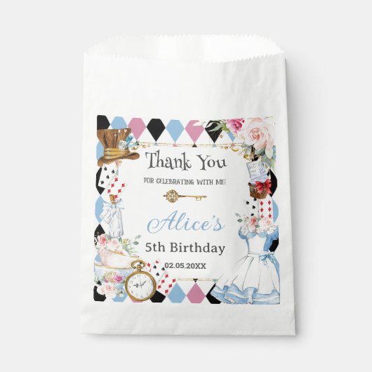 Alice im Wunderland Birthday Tea Party Geschenktütchen (Vorderseite)