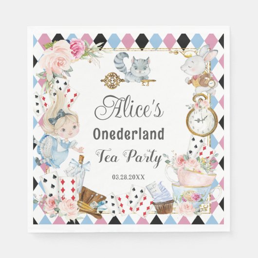 Alice im Wunderland Birthday Tea Party Serviette (Vorderseite)