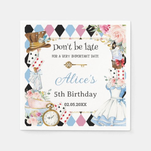 Alice im Wunderland Birthday Tea Party Serviette (Vorderseite)