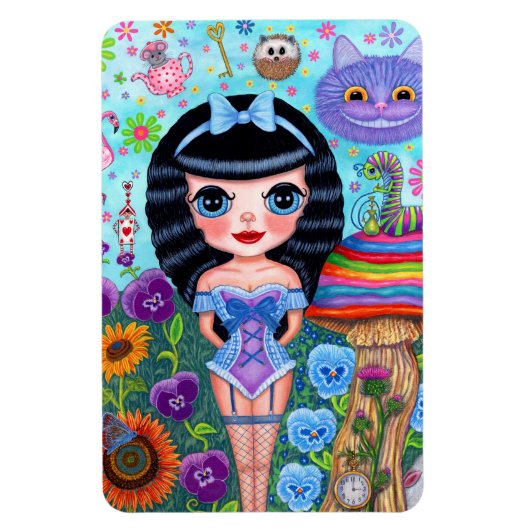 Alice im Wunderland Black Hair Cheshire Katzenkatz Magnet (Vertikal)