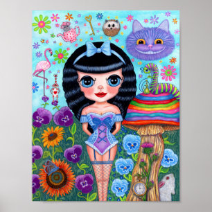 Alice im Wunderland Black Hair Cheshire Katzenkatz Poster