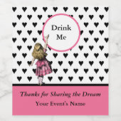 Alice im Wunderland Black Heart Pattern Drink Weinetikett (Einzelnes Label)