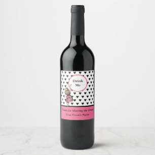 Alice im Wunderland Black Heart Pattern Drink Weinetikett
