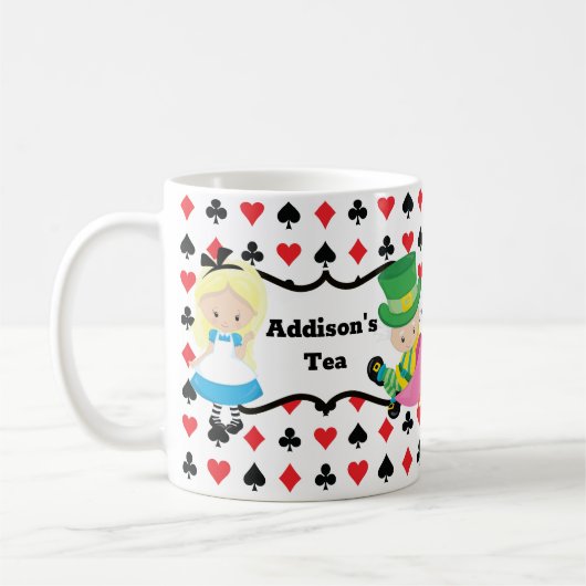 Alice im Wunderland Black Red Card Deck Monogramm Kaffeetasse (Links)